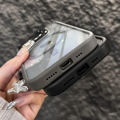 Phone Case - A Simple Magnetic Metal Frame Lens Protective Film/Stand Three-In-One Phone Case, Compatible with iPhone 18/17/16/15/14/13/12 Pro/Pro Max/Air/Plus，and For Samsung Galaxy S22/S23+/S24 FE/S25 Plus/S26 Ultra Sleek