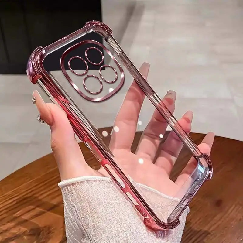 Luxury Plating Transparent Shockproof Case For Note 15 Pro Plus 5G 14/13 Pro Plus 4G 5G Redmi 15C 14C A5 A7 Pro Silicone Cover