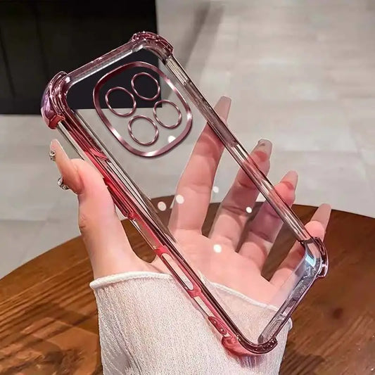 Luxury Plating Transparent Shockproof Case For Note 15 Pro Plus 5G 14/13 Pro Plus 4G 5G Redmi 15C 14C A5 A7 Pro Silicone Cover