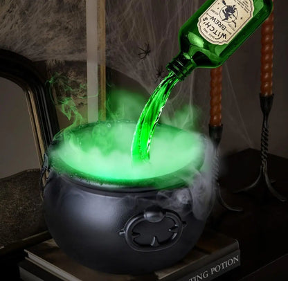 Halloween Cauldron Decoration – Floating Wizard Bowl with Fog & Skeleton Props