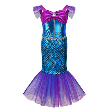 Mermaid Birthday Party Dress – Summer Girl Mermaid Costume for Kids 2-10 Yrs, Anime Cosplay & Fantasy Gown