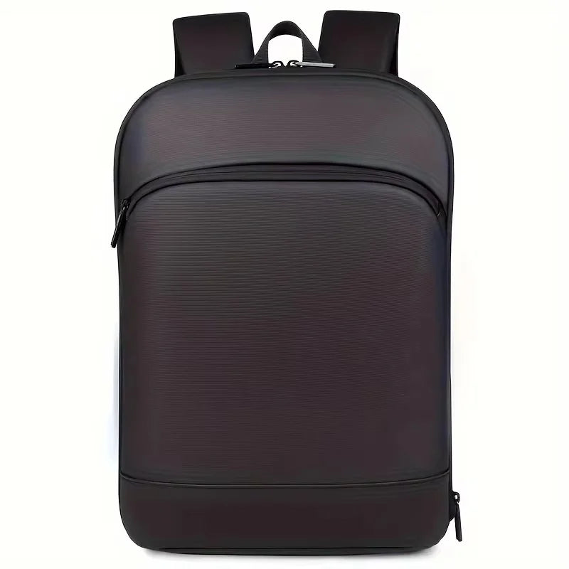 Durable minimalist backpack for men, designed for commuters with integrated luggage strap