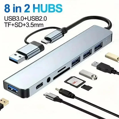 8-in-1 USB-C Hub Adapter with Card Reader