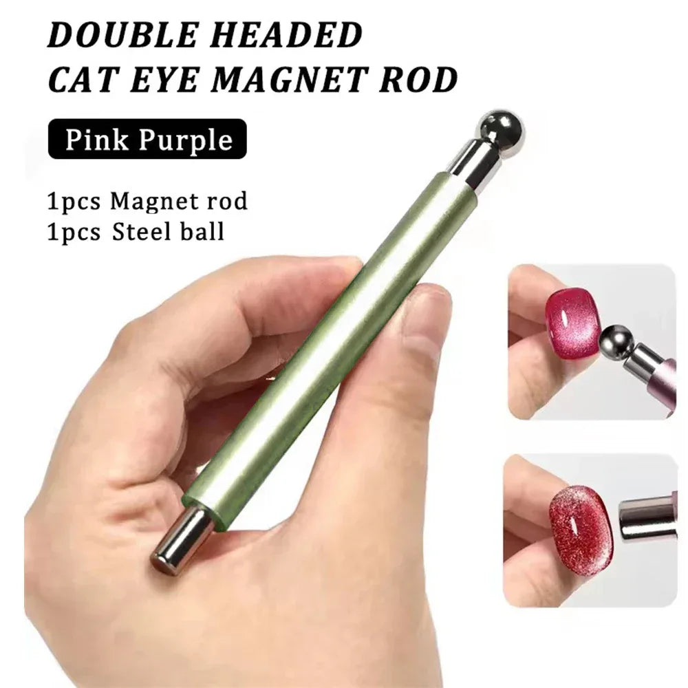 Cat Eye Magnetic Ball With Nail Magnetic Stick Tool Set Double-head Strong Magnet Pen 3D Cat Eye Gel Polish Nail Supplies