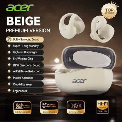 Acer Ohr555 Wireless Bluetooth Earphones with Ear Clip Design, Hifi High-Definition Noise Reduction, Comfortable to Wear, Suitable for Sports, Running, Fitness, Compatible with Mobile Phones, Tablets, and Laptops