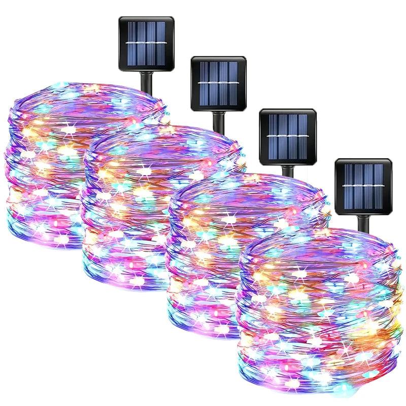 Solar Powered Fairy Lights 7M 12M 22M 32M Outdoor Waterproof LED String Lights 8 Modes for Garden Patio Tree Decor
