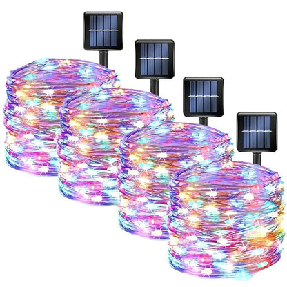Solar Powered Fairy Lights 7M 12M 22M 32M Outdoor Waterproof LED String Lights 8 Modes for Garden Patio Tree Decor