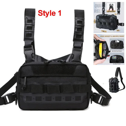 Men’s Camo Fishing Vest Chest Pack Outdoor Tackle Bag - Urbizia
