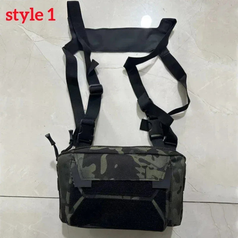 Men’s Camo Fishing Vest Chest Pack Outdoor Tackle Bag - Urbizia