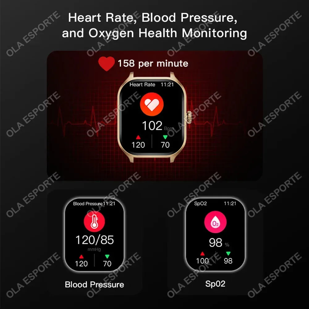 Smart Watch Men 2.01 Inch AMOLED Screen Waterproof Multiple Sport Mode Fitness HD Bluetooth Calls Smartwatch Men Women Bracelet - Urbizia