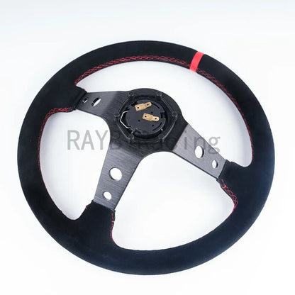 Universal Car Accessories 14 inch 350mm Suede/PVC Car Racing Steering wheels Deep Corn Drifting Sport Steering Wheel With Logo