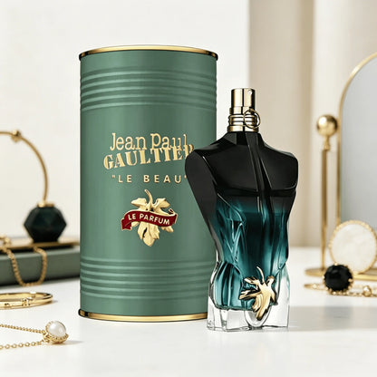 Jean Paul Gaultier Le Male Le Parfum EDP Intense125ML Perfume For Men Deep Warm Vanilla Cardamom Woody Oriental Aroma Long Lasting Unique Matte Black Torso Shaped Bottle With Gold Cap Complete Brown Cylinder Box Dating Club A