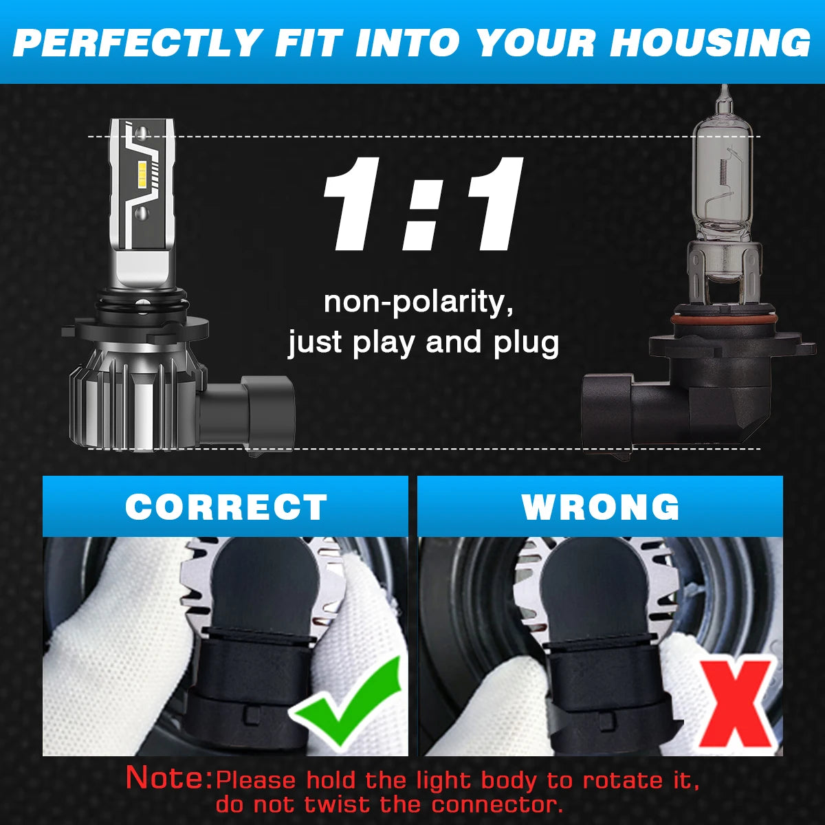NOVSIGHT LED Headlight Bulbs 2PCS 9005 2PCS H11 Car Headlamp High Low Beam Mini Size 50W 10000LM Headlamp 6500K White Fog Lamp