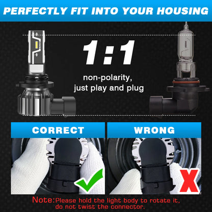 NOVSIGHT LED Headlight Bulbs 2PCS 9005 2PCS H11 Car Headlamp High Low Beam Mini Size 50W 10000LM Headlamp 6500K White Fog Lamp