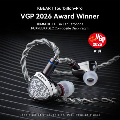 KBEAR Tourbillon-Pro TB-PRO IEM in-Earphone 10mm DD High Resolution TypeC HIFI Wired Earbuds PU+PEEK+DLC Composite Diaphragm