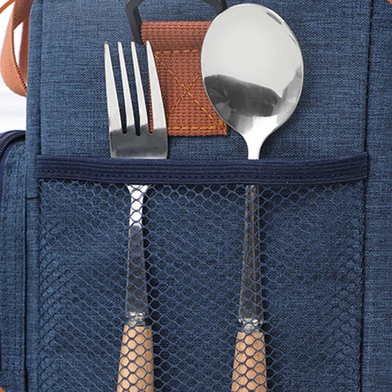 1PC Picnic Bags Double Layer Lunch Bag Thermal Insulation Food Drink Storage Tote Crossbody Cooler Picnic Supplies Storage Bags