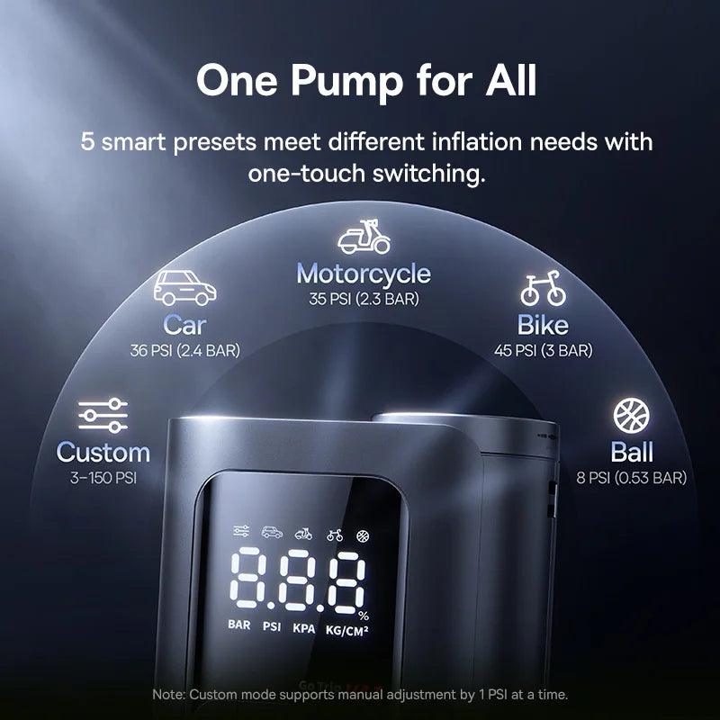 Baseus GoTrip VA1 Max Car Air Pump 150PSI Portable Air Compressor 7500mAh Electric Car Tire Inflator for Motorcycle Bicycle Ball Air Pump
