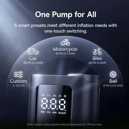 Baseus GoTrip VA1 Max Car Air Pump 150PSI Portable Air Compressor 7500mAh Electric Car Tire Inflator for Motorcycle Bicycle Ball Air Pump