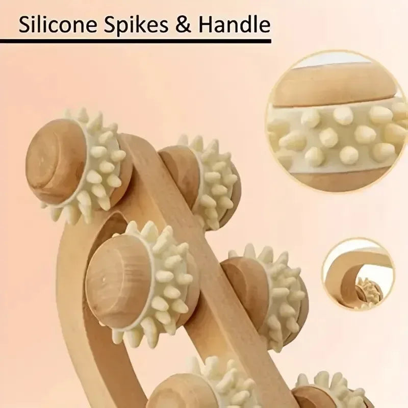 1 Pcs Wooden Massage Roller Tool, Manual Wooden Massager, Wood Back Massage Roller for Neck Leg Back Deep Tissue Muscle Massage - Urbizia