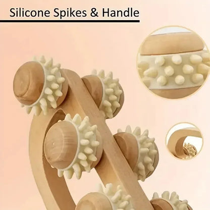 1 Pcs Wooden Massage Roller Tool, Manual Wooden Massager, Wood Back Massage Roller for Neck Leg Back Deep Tissue Muscle Massage - Urbizia