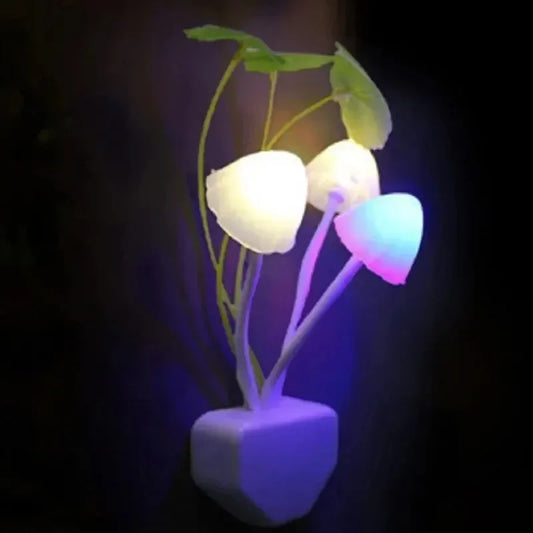 Novelty Mushroom Fungus Night Light EU & US Plug Light Sensor 220V 3 LED Colorful Mushroom Lamp Led Night Lights - Urbizia