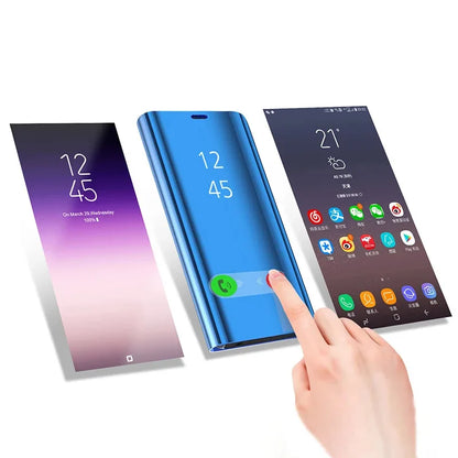 360° Full Protected Flip Mirror Phone Case For iPhone 17 16 15 14 13 11 12 Pro Max Fully Covered Standing Bracket Bumper Cover