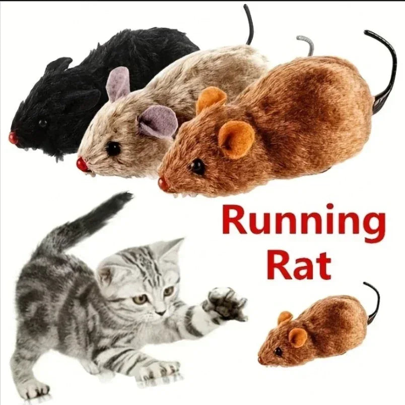 1Pc Funny Lifelike Plush Mouse Running Rat Toy for Cats Dogs Tail Mouse Pets Kids Random Color - Urbizia