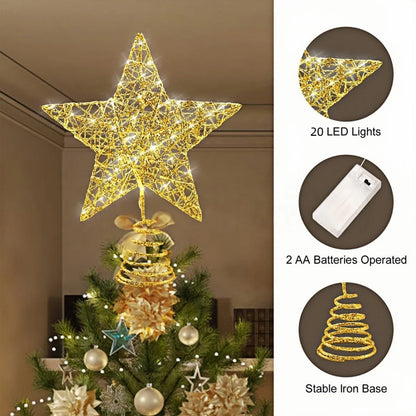 Iron Glitter LED Christmas Tree Topper