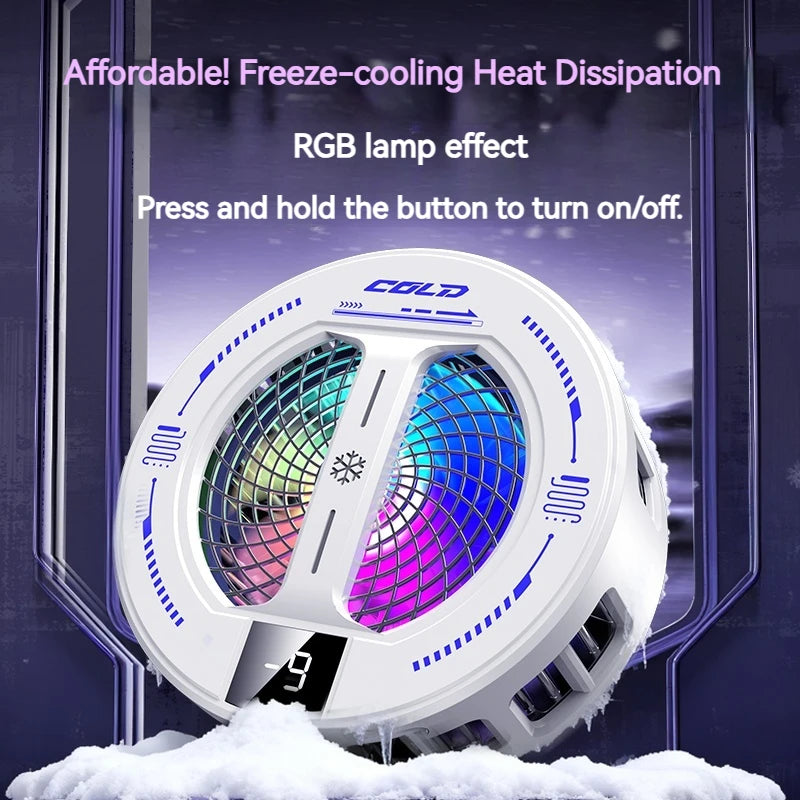 Semiconductor Phone Cooler with Digital Display & RGB Lights
