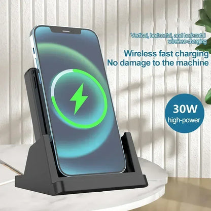 30W Wireless Charger Pad Stand Desktop Ultra-thin Mobile Phone For iPhone 15 14 13 12 Samsung Xiaomi Fast Charging Dock Station - Urbizia