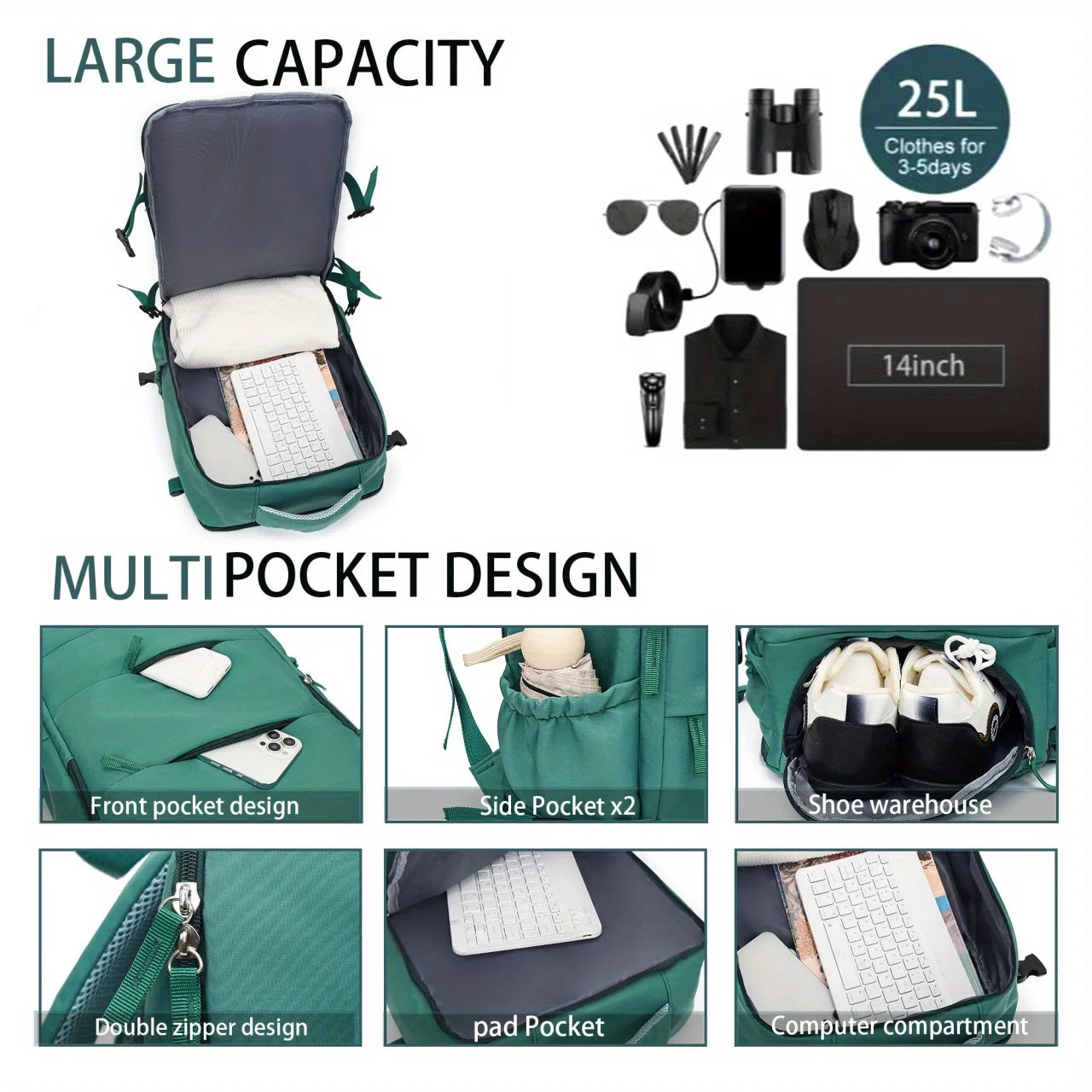 Hiking backpack for men and women laptop backpack school student schoolbag, casual simple travel backpack