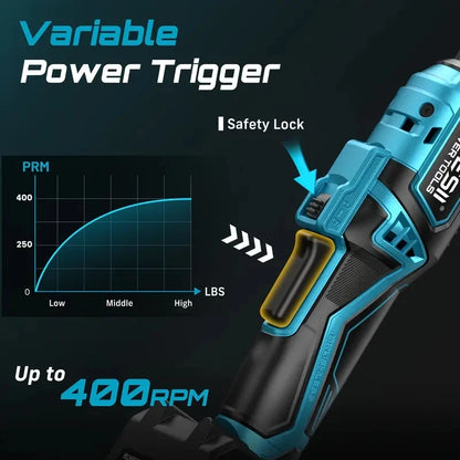SEESII 3/8" 21V Cordless Electric Wrench 80Nm 6.3'' Extended Electric Ratchet Wrench Rechargeable Angle Wrench Car Repair Tools for Makita 18v Battery Pin