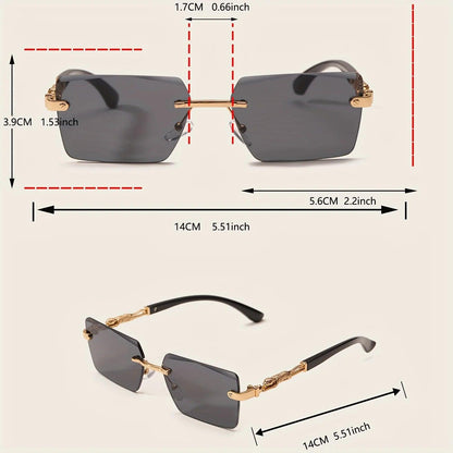 1pc Rimless Sunglasses Rectangle Women Men Shades Small Square Sun Glasses For Female Male Beach Vacation Travel Eyewear