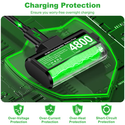 DinoFire Rechargeable 2x4800mwh Battery Packs For Xbox Series X/S ＆ Xbox One X/S Battery with Charging Cable
