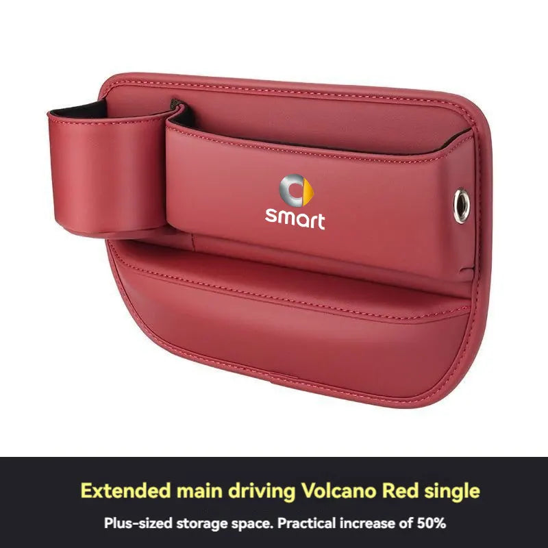 Leather Car Seat Gap Organizer Filler Side Storage Pocket With Cup Holder with logo For smart fortwo forfour 453 451 450 Car