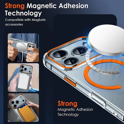 Transparent Thin PC For Magsafe Magnetic Case for iPhone 17 16 15 14 13 Pro Max Plus Air 16e Clear CandyColor Shockproof Cover