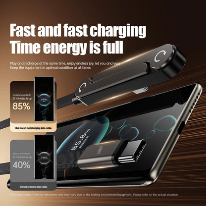 240W PD Fast Charging Type C to Type C Cable USB C to Type C Cable with Foldable Stand Phone Holder For iPhone 15 Xiaomi HUAWEI