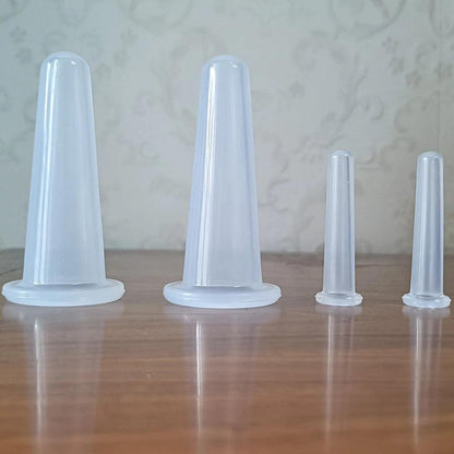 4PCS Silicone Vacuum Cupping Massage Jars Anti Cellulite Massage Facial Suction Cups Face Neck Lift Skin Scraping Beauty Tool