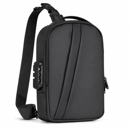 Men Anti Theft Sling Backpack with Combination Lock USB Port, Water Resistant Crossbody Chest Bag for Travel and Commuting