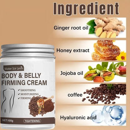 Caffeine Collagen Firming Cream - 100g, Contains Caffeine and Coconut Oil, Rich in Vitamin E, Fragrance-Free, Tightens and Lifts the Abdomen, Thighs, Buttocks, Arms, All Skin Types, Hypoallergenic, Whitening Effect