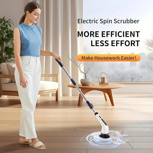 9 In 1 Electric Spin Scrubber Cordless Waterproof Cleaning Brush Multifunctional Tile Floor Tub Bathroom Kitchen Household Tool