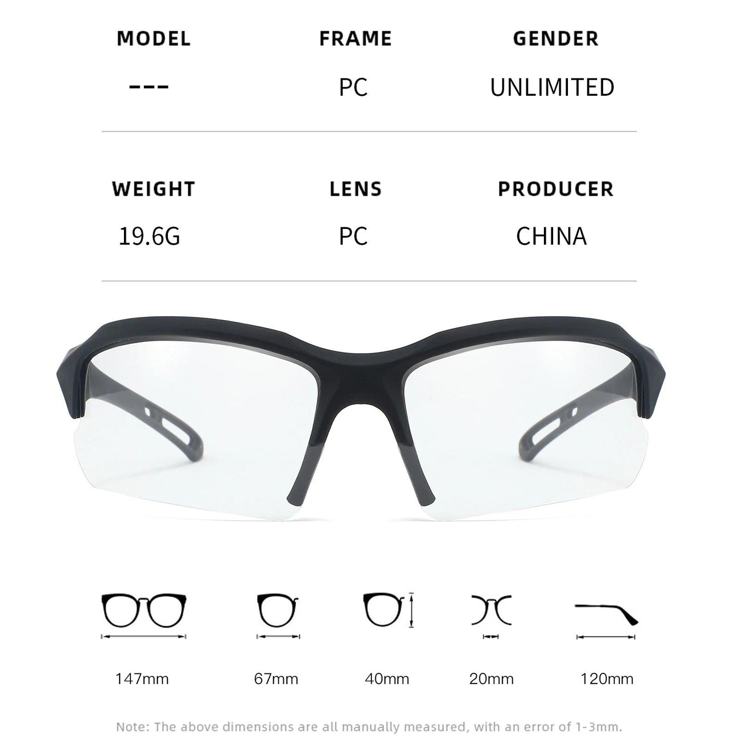 UV400 Safety Goggles Photochromic Cycling Glasses Men Women Outdoor Sport Eyeglasses Bike Sunglasses Bicycle Eyewear