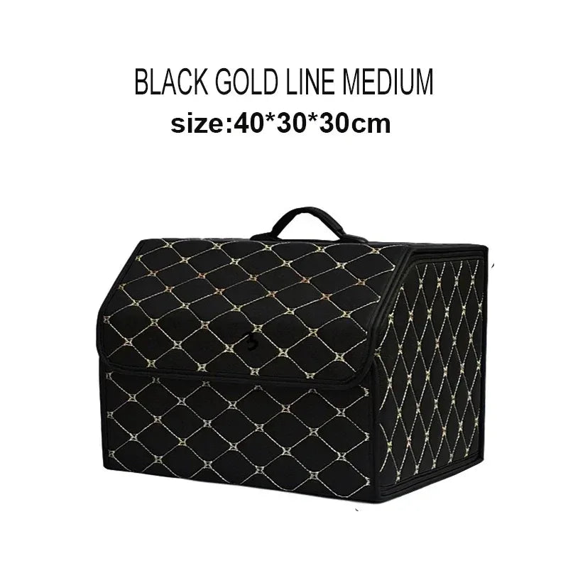 Car Trunk Organizer Box Large Capacity Auto Multiuse Tools Storage Bag Stowing Tidying Leather Folding For Emergency Storage Bo - Urbizia