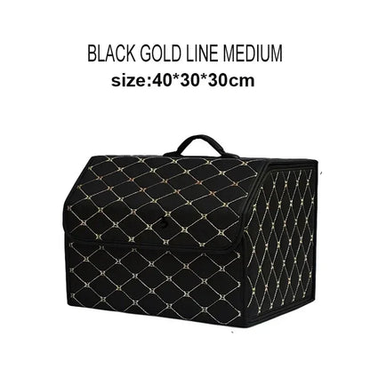 Car Trunk Organizer Box Large Capacity Auto Multiuse Tools Storage Bag Stowing Tidying Leather Folding For Emergency Storage Bo - Urbizia