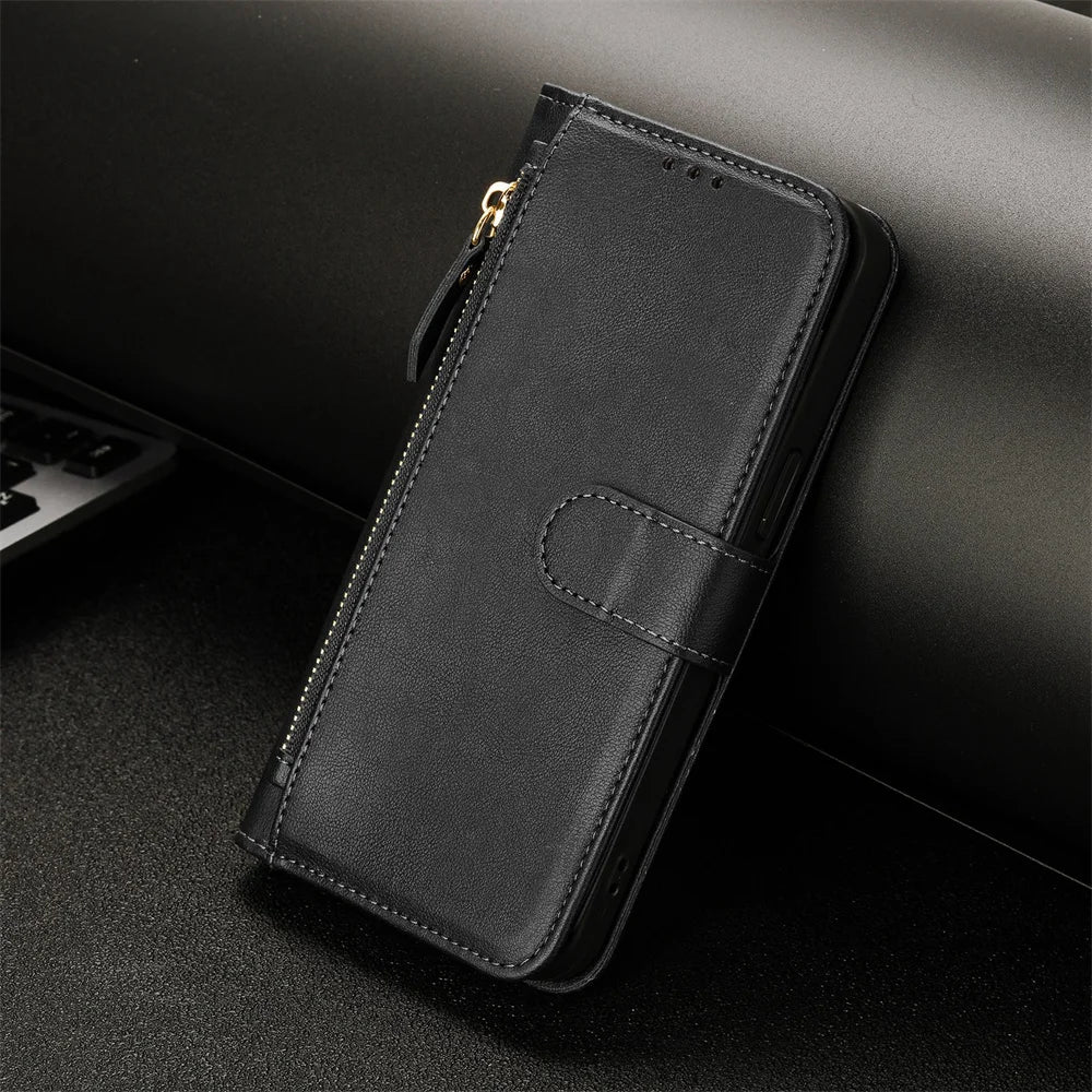 Zipper Leather Phone Wallet Case Book For Samsung Galaxy M62 M56 M55 M54 M53 M52 M36 M35 M34 M33 M32 M15 M12 F16 F06 Flip Cover