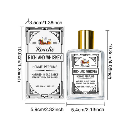 ROXELIS 50ml Rich And Whiskey Homme Perfume Long-lasting Fragrance,Enhance Personal Charm, Confidently Show Style and Elegance