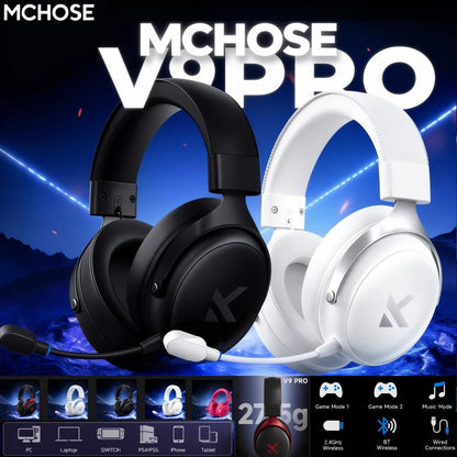MCHOSE V9 Pro Gaming Headset Wireless 7.1 Channel Surround Sound Three Mode Low Latency Noise Canceling Mic for PS5 PC SWITCH