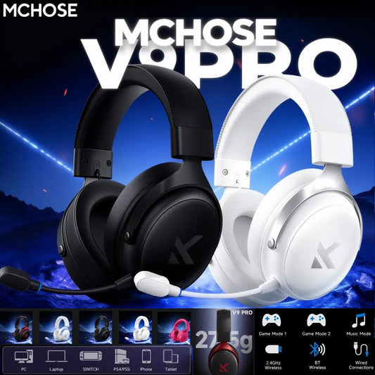 MCHOSE V9 Pro Gaming Headset Wireless 7.1 Channel Surround Sound Three Mode Low Latency Noise Canceling Mic for PS5 PC SWITCH