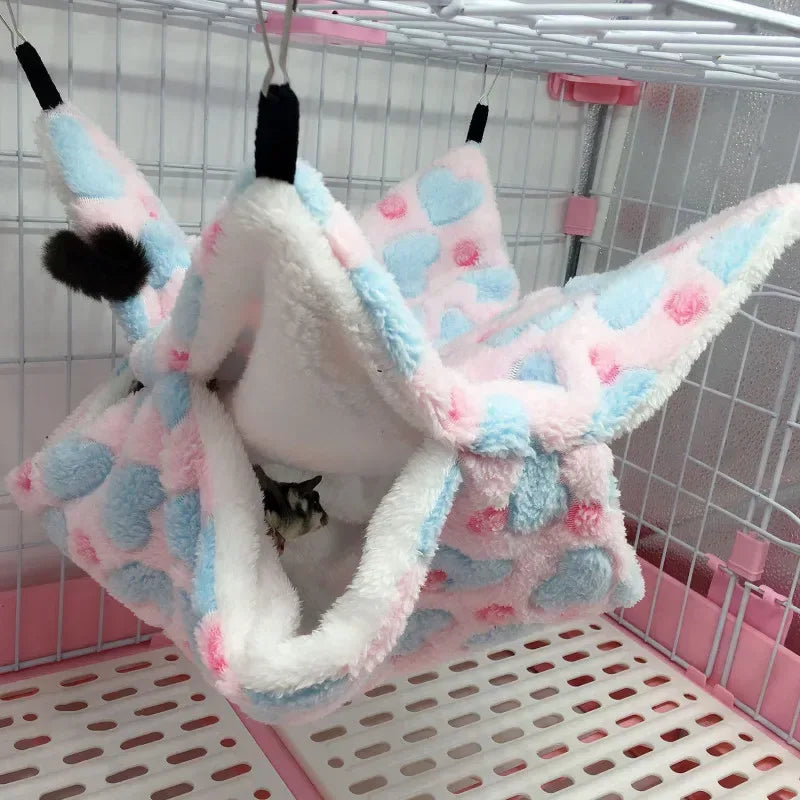 1/2 pcs Hamster Hideout Cage Print Fleece Guinea Pig Sugar Glider Sleeping Bed Rodent Hammock Rat Little House Animals Supplies - Urbizia