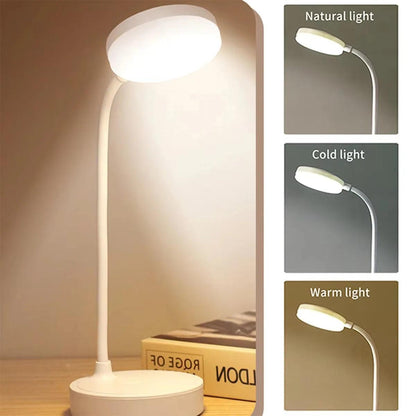 USB Plug-in Portable LED Desk Lamp - 3 Color Stepless Dimming Eye Protection Bedroom Bedside Table Light